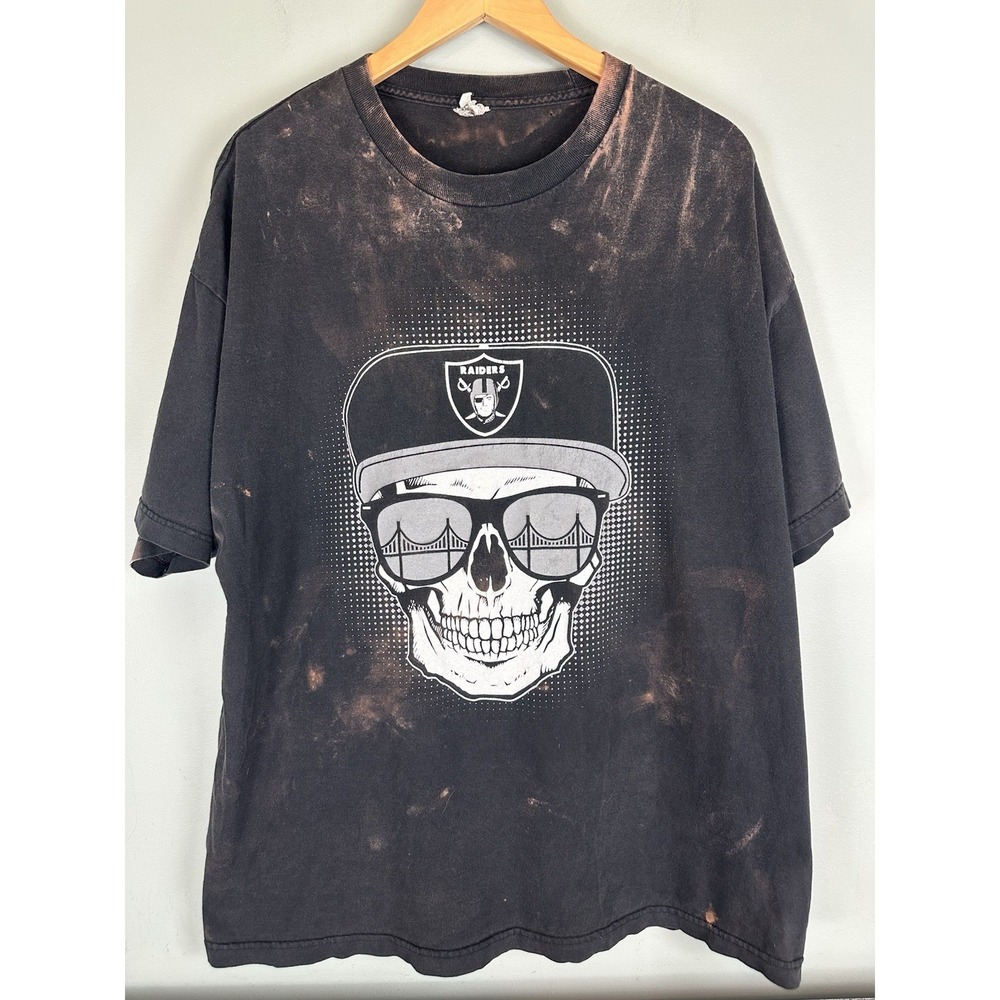Vintage Oakland Raiders Skull T-Shirt XL Alstyle Y2K 90s Bootleg Distressed